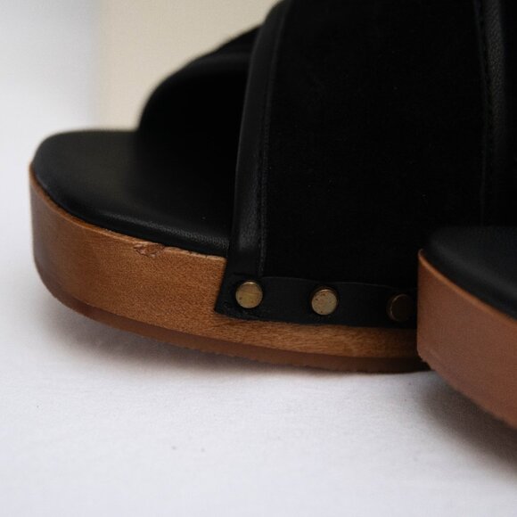 M. Gemi The Mariella Black Suede Wooden Slip-on Platform Sandals 40.5/10 US - Picture 6 of 13